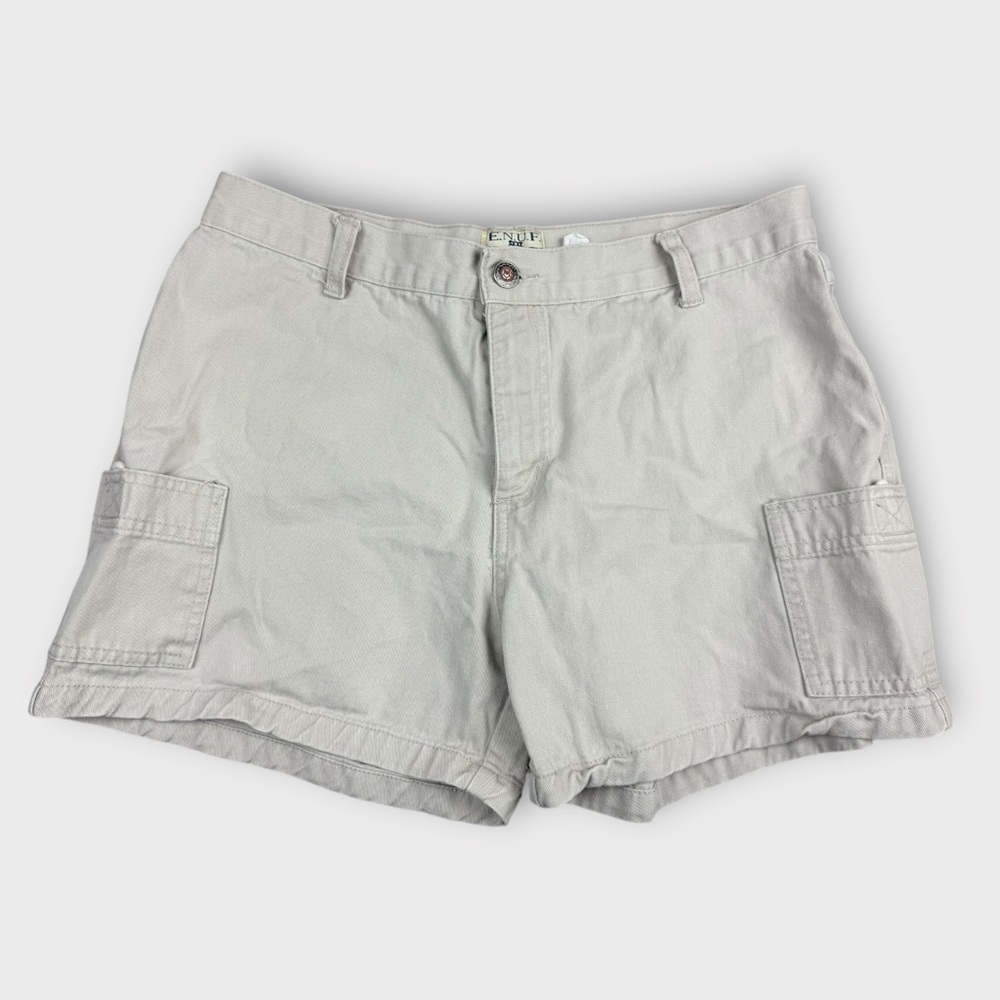 Vintage ENUF Jeans Wear Internationale Khaki Cargo Shorts Tan Women 32/30‎ Waist